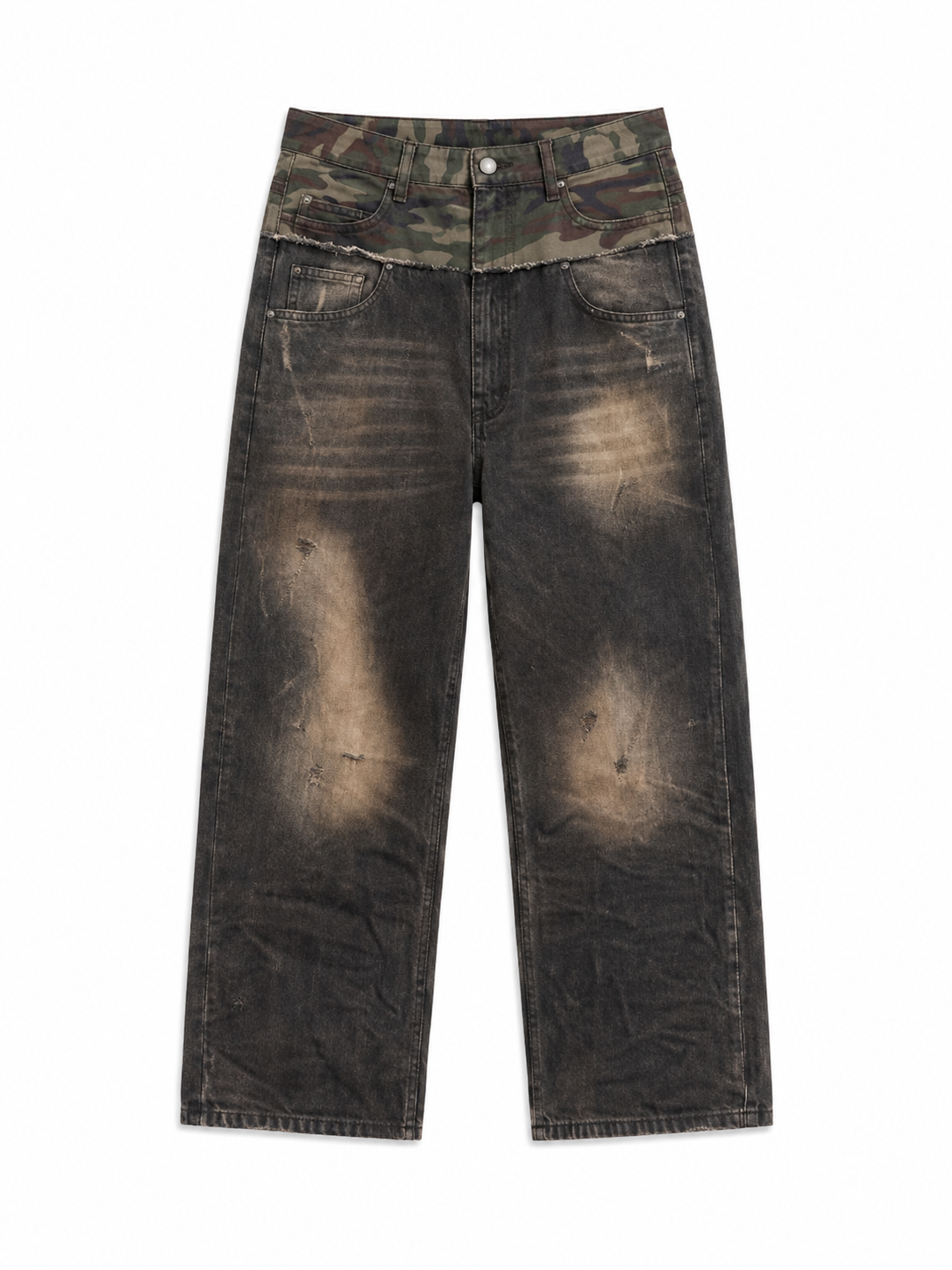 DISTRESSED CAMO DENIM